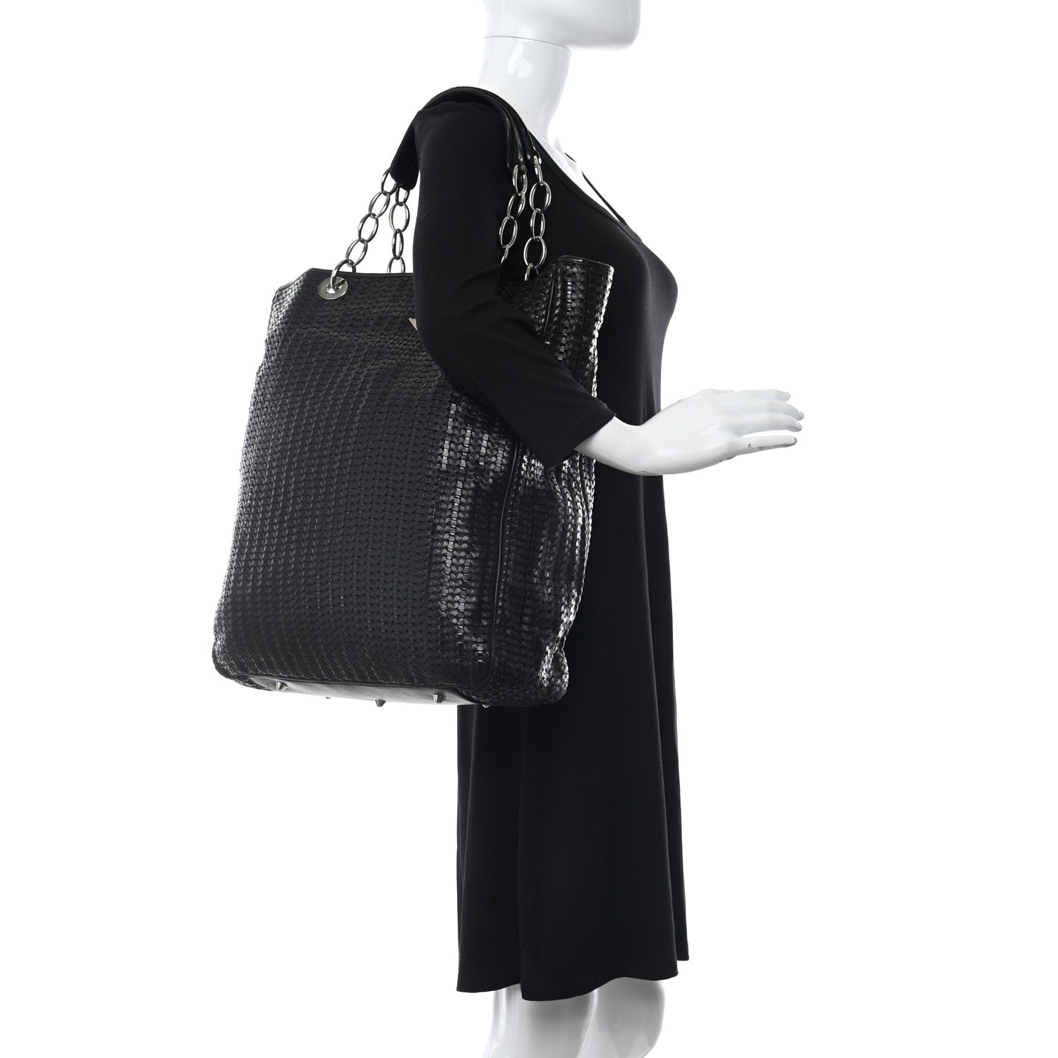 Christian Dior Lambskin Woven Dior Soft Shopping Tote Black 2 of 12
