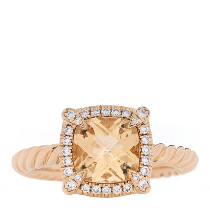 David Yurman 18K Yellow Gold Diamond Citrine 7mm Petite Chatelaine Pave Bezel Ring 47 4.25 1 of 6
