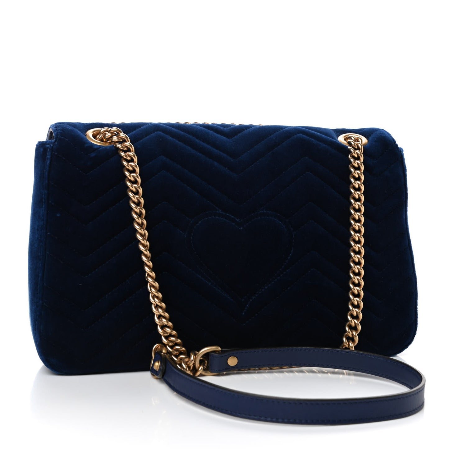 Velvet Matelasse Medium GG Marmont Shoulder Bag Cobalt Blue