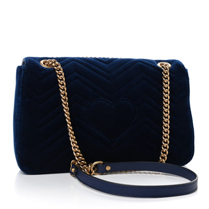 Gucci Velvet Matelasse Medium GG Marmont Shoulder Bag Cobalt Blue 2 of 4