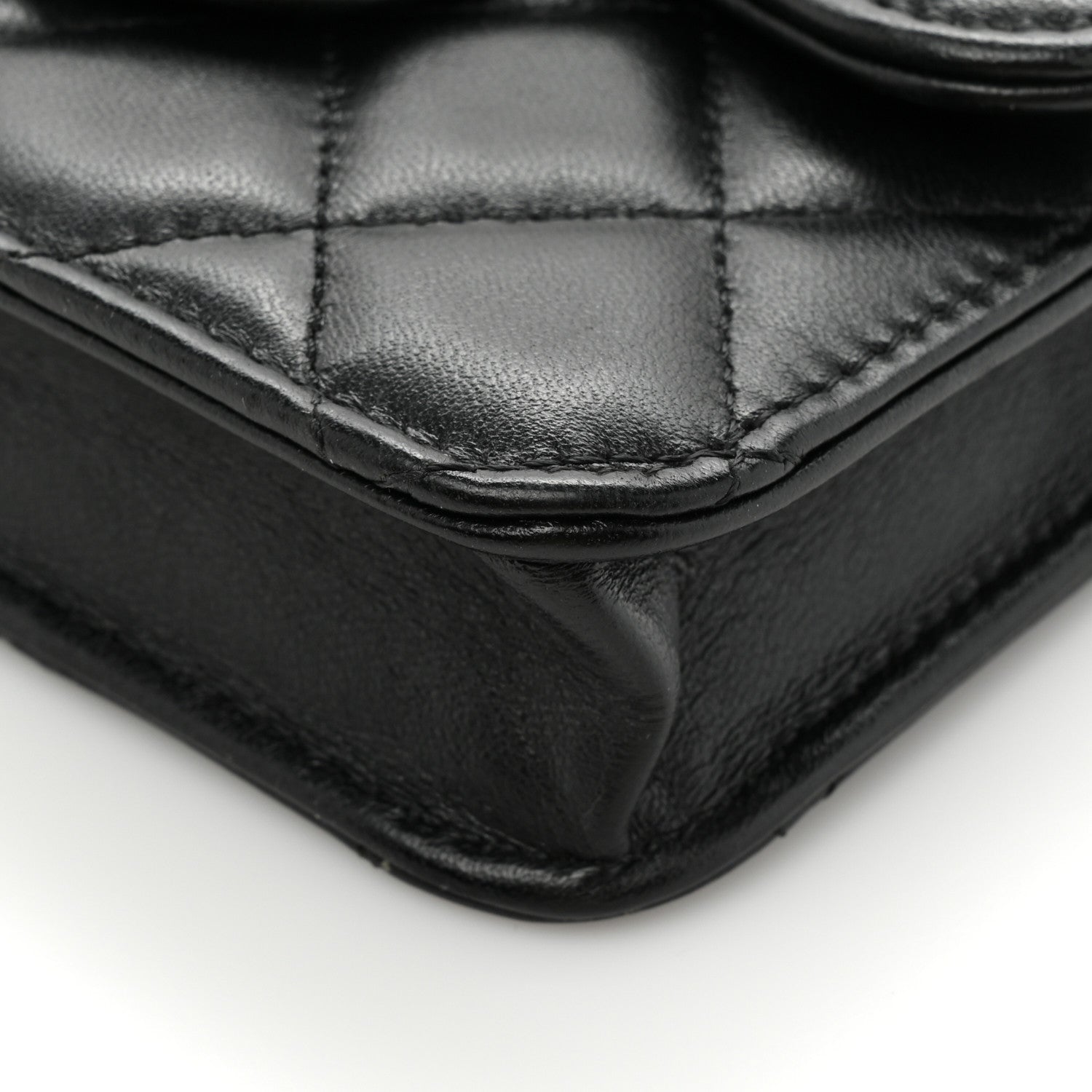 Chanel Lambskin Quilted Top Handle Flap Coin Purse With Chain Black 14 of 15