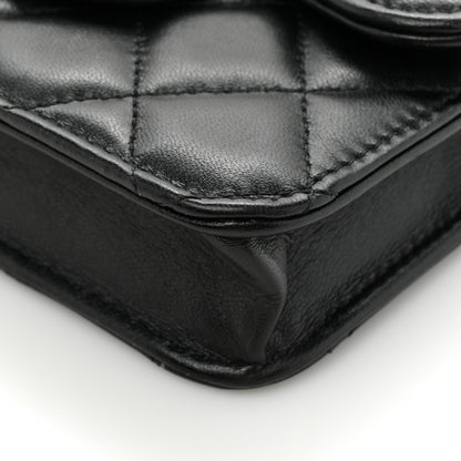 Chanel Lambskin Quilted Top Handle Flap Coin Purse With Chain Black 14 of 15