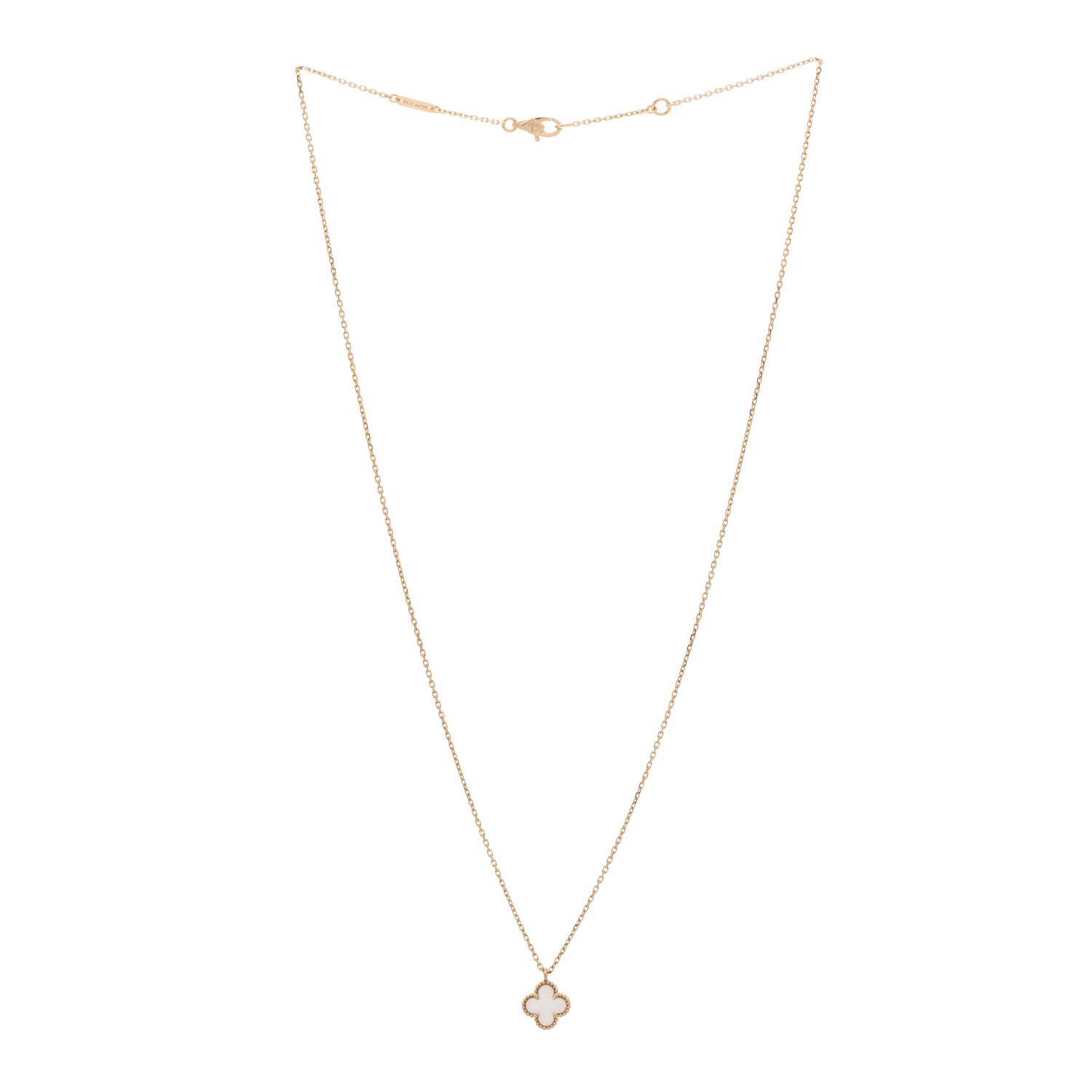 Van Cleef & Arpels 18K Yellow Gold Mother of Pearl Sweet Alhambra Pendant Necklace 3 of 4