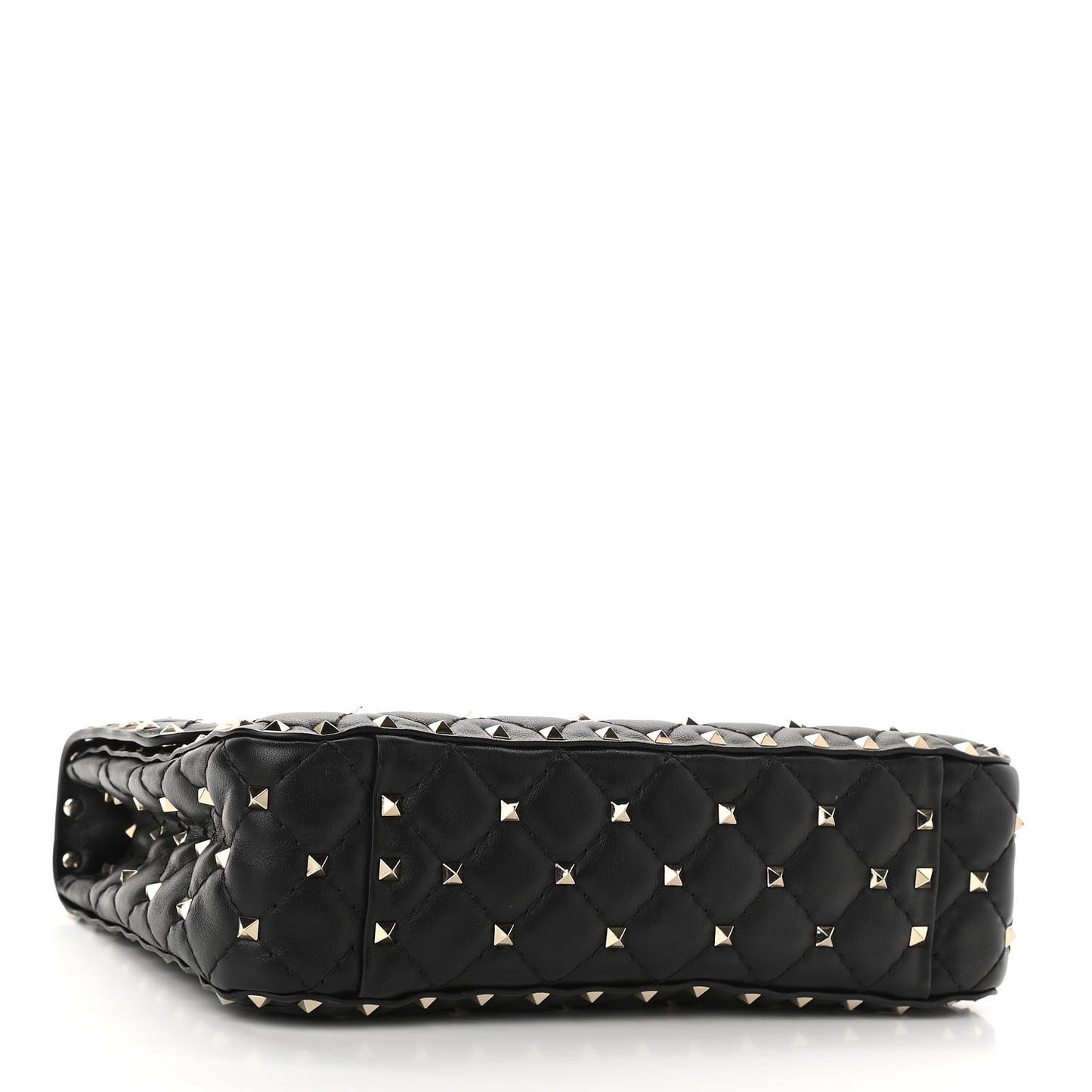 Lambskin Medium Rockstud Spike Shoulder Bag Black