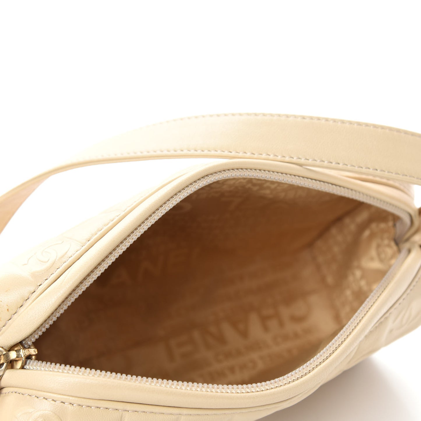 Lambskin Quilted CC Chocolate Bar Shoulder Bag Beige
