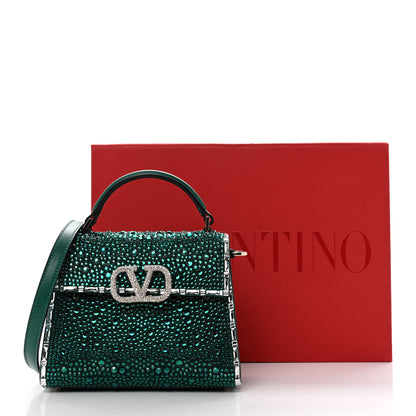Valentino Garavani Crystal Embroidered Mini Vsling Top Handle Bag Emerald Jungle 9 of 9