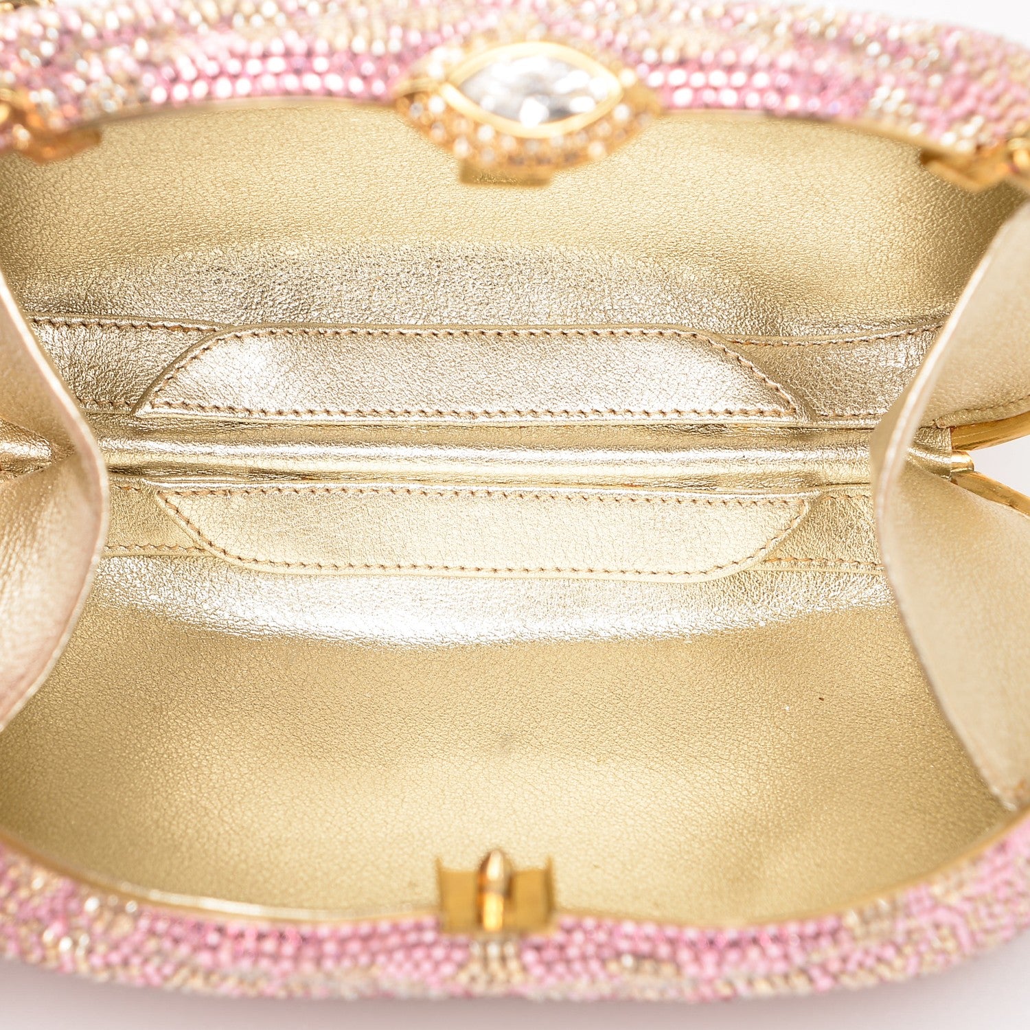 Judith Leiber Swarovski Crystal Minaudière Clutch Pink Gold 5 of 8