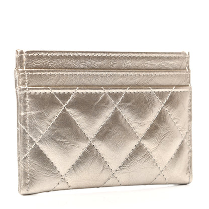Chanel Metallic Aged Calfskin Quilted Reissue Card Holder Light Gold 3 of 8