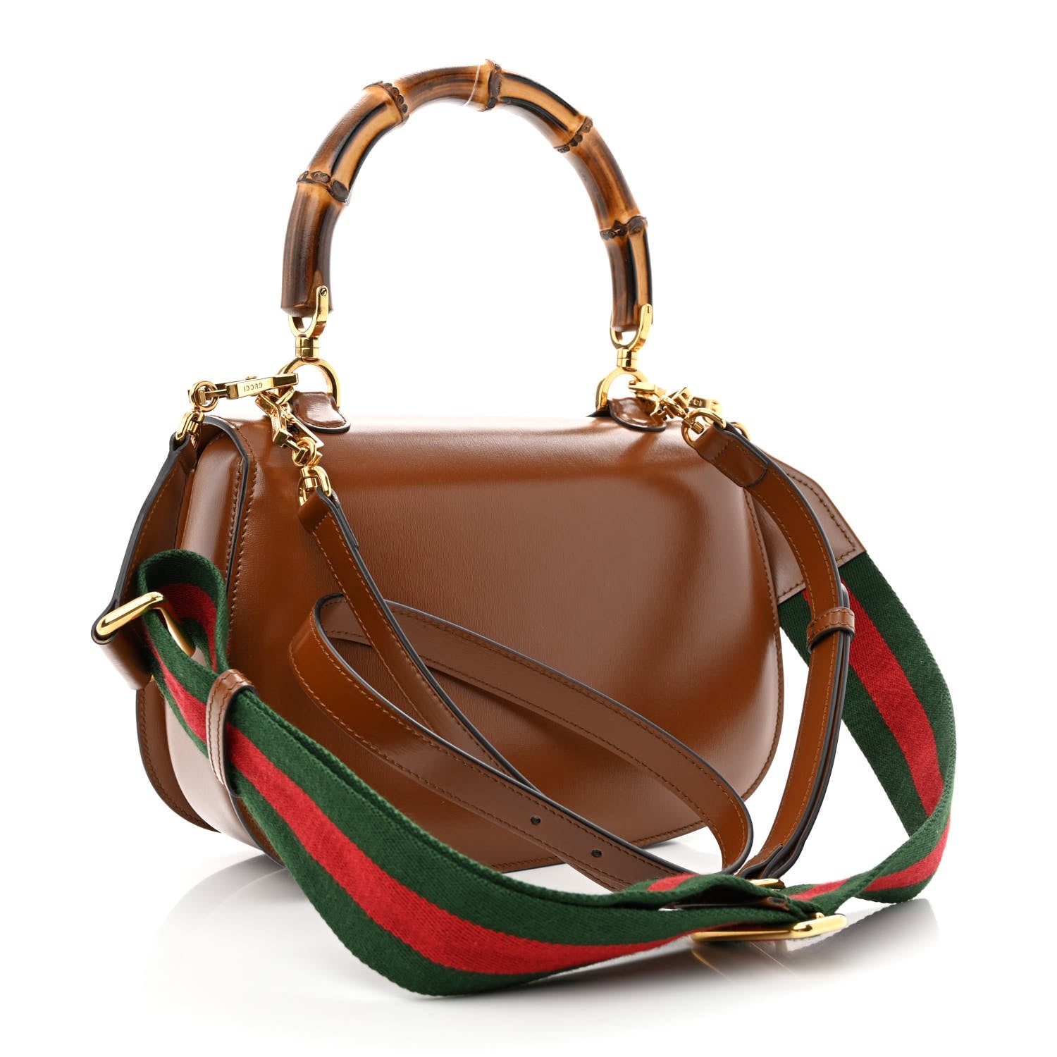 Gucci Boarded Dyana Lux Calfskin Web Medium Bamboo 1947 Top Handle Bag Brown 3 of 11