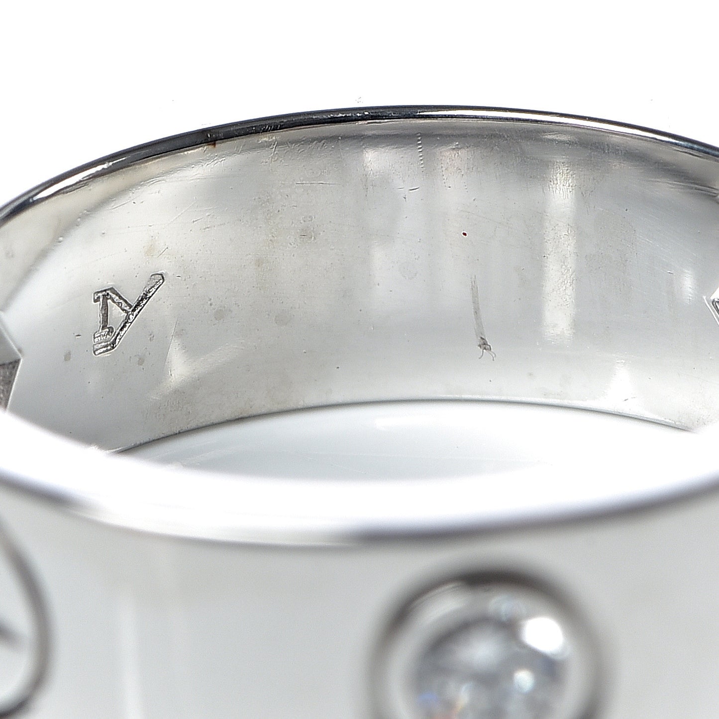 18K White Gold 3 Diamond 5.5mm LOVE Ring 47 4