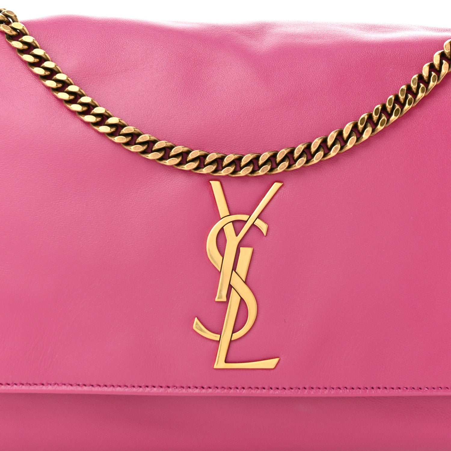 Saint Laurent Smooth Calfskin Suede Medium Reversible Monogram Kate Satchel Rose Rubis 8 of 20