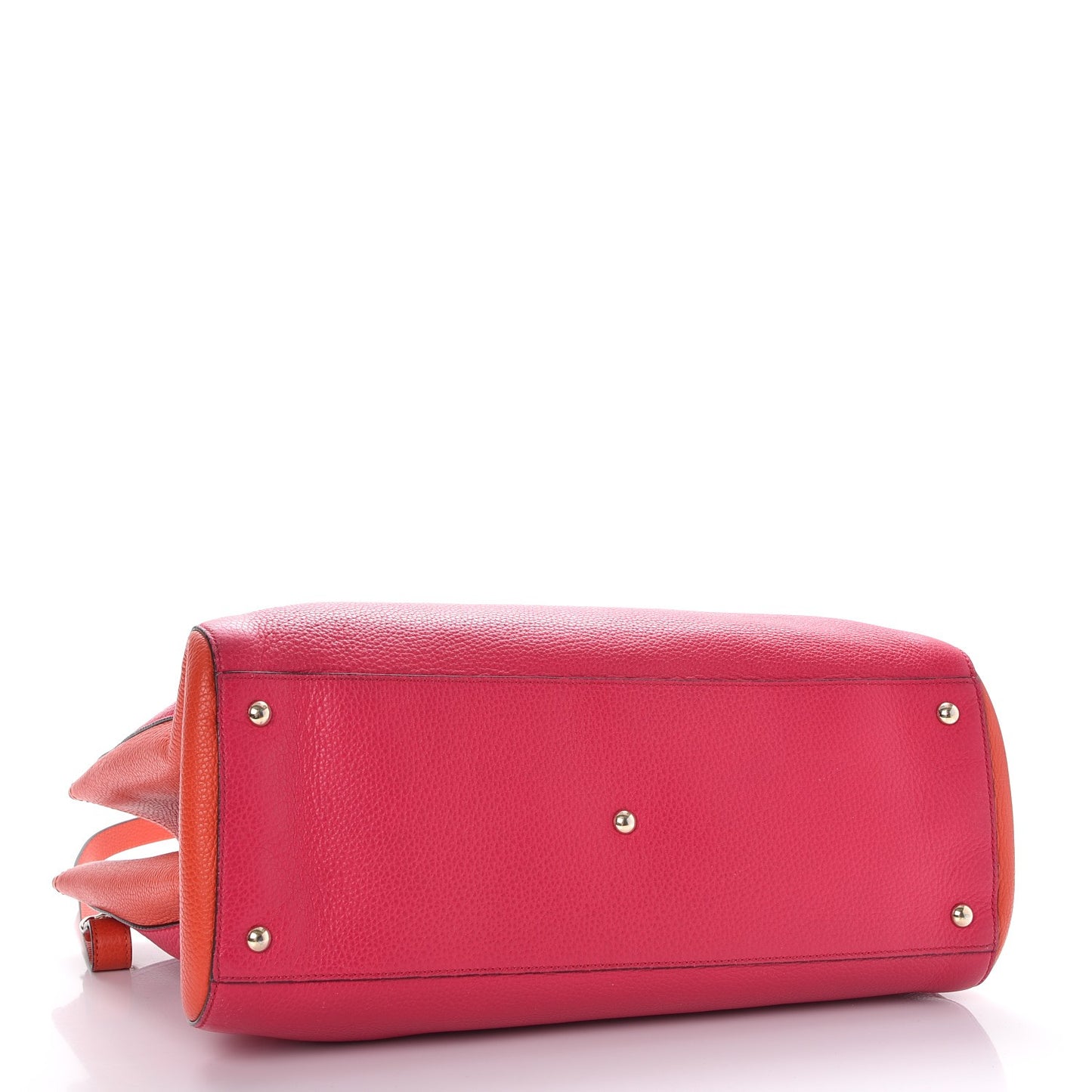 Calfskin Large Bamboo Shopper Tote Orange Fuchsia