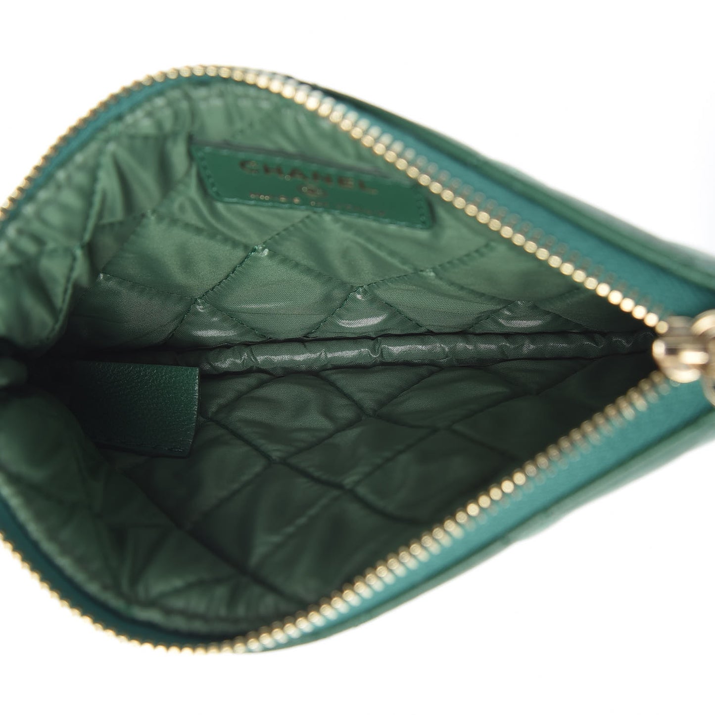 Lambskin Quilted Small Casino Cosmetic Case Green