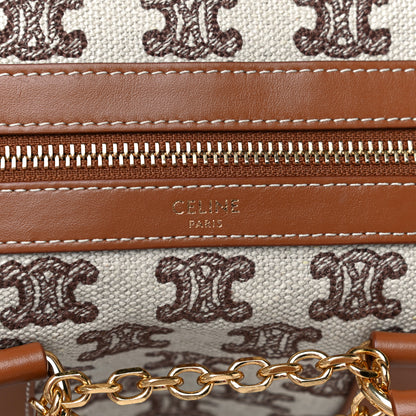 Celine Triomphe Textile Calfskin Small Boston Bag Brown 7 of 12