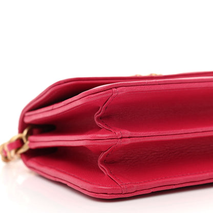 Chanel Lambskin Quilted Chanel 19 Flap Card Holder With Chain Dark Pink 10 of 11