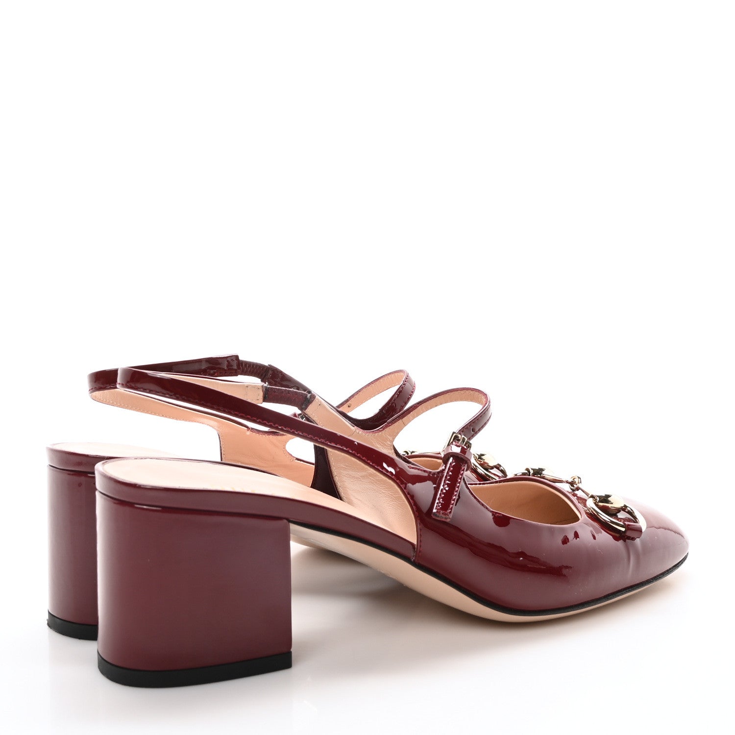 Gucci Vernice Crystal Horsebit Charlotte 42mm Slingback Pumps 37 Rosso Ancora 5 of 8