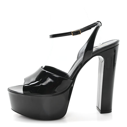 Saint Laurent Patent Sexy 95 Tanouk Platform Sandals 39.5 Black 1 of 10
