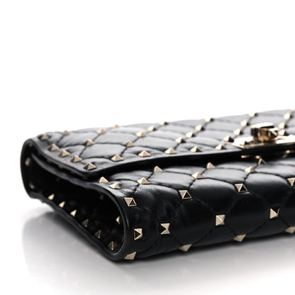 Valentino Garavani Lambskin Rockstud Spike Wallet on Chain Black 5 of 12