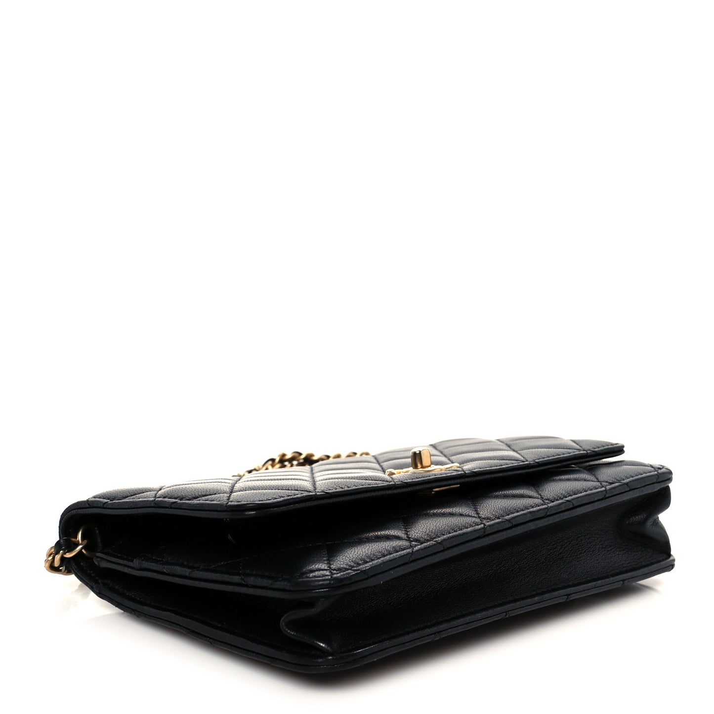 Lambskin Quilted CC Pearl Crush Wallet on Chain WOC Black