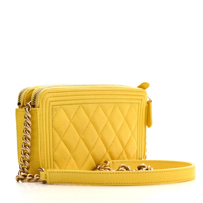 Chanel Caviar Quilted Small Boy Clutch With Chain Yellow 2 of 17