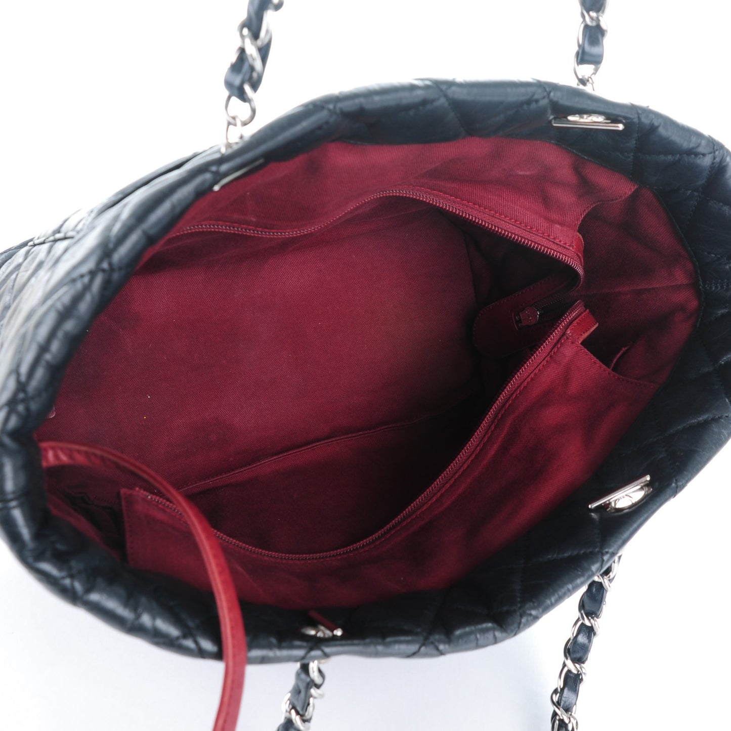 Aged Calfskin Quilted Large Cotton Club Tote Black