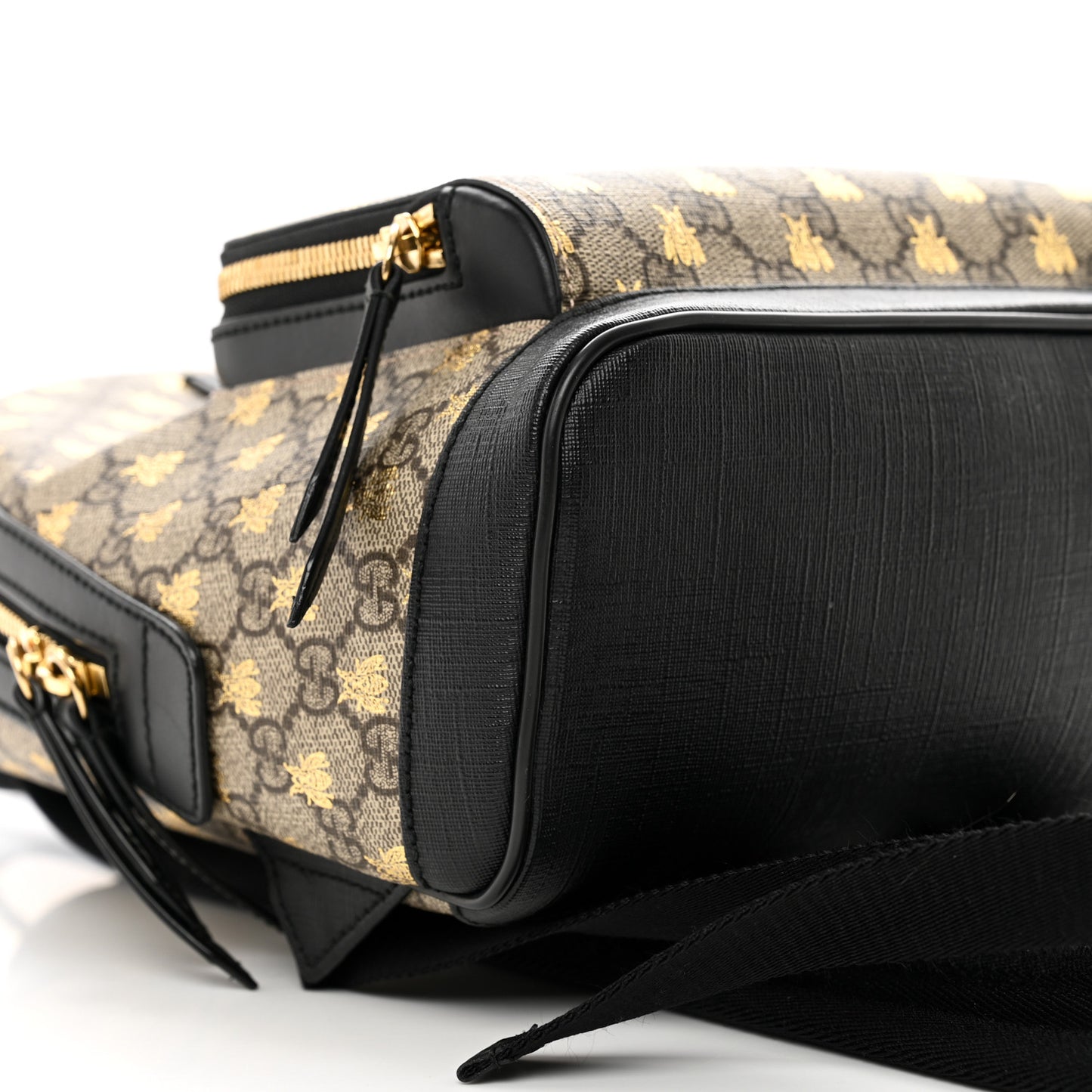 GG Supreme Monogram Bees Print Small Day Backpack Beige Oro Black