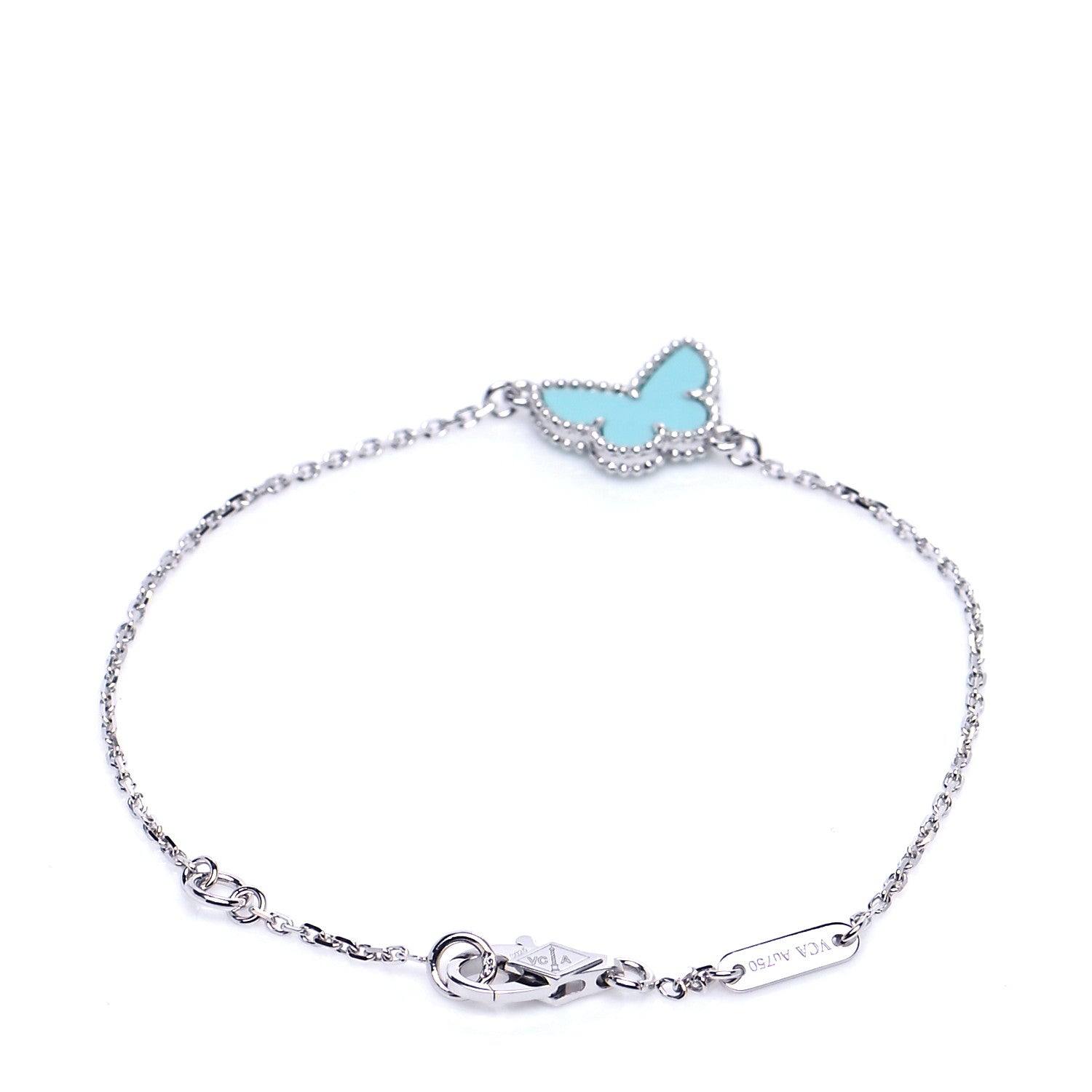 Van Cleef & Arpels 18K White Gold Turquoise Sweet Alhambra Butterfly Bracelet 3 of 7
