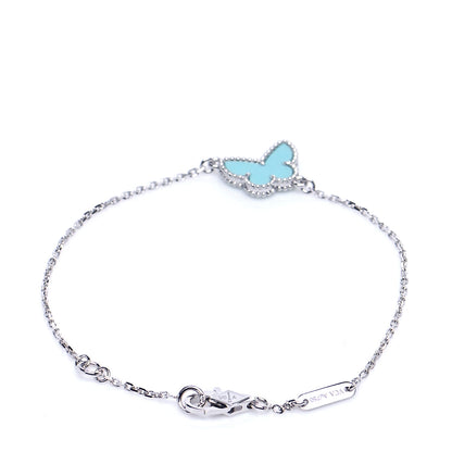 Van Cleef & Arpels 18K White Gold Turquoise Sweet Alhambra Butterfly Bracelet 3 of 7