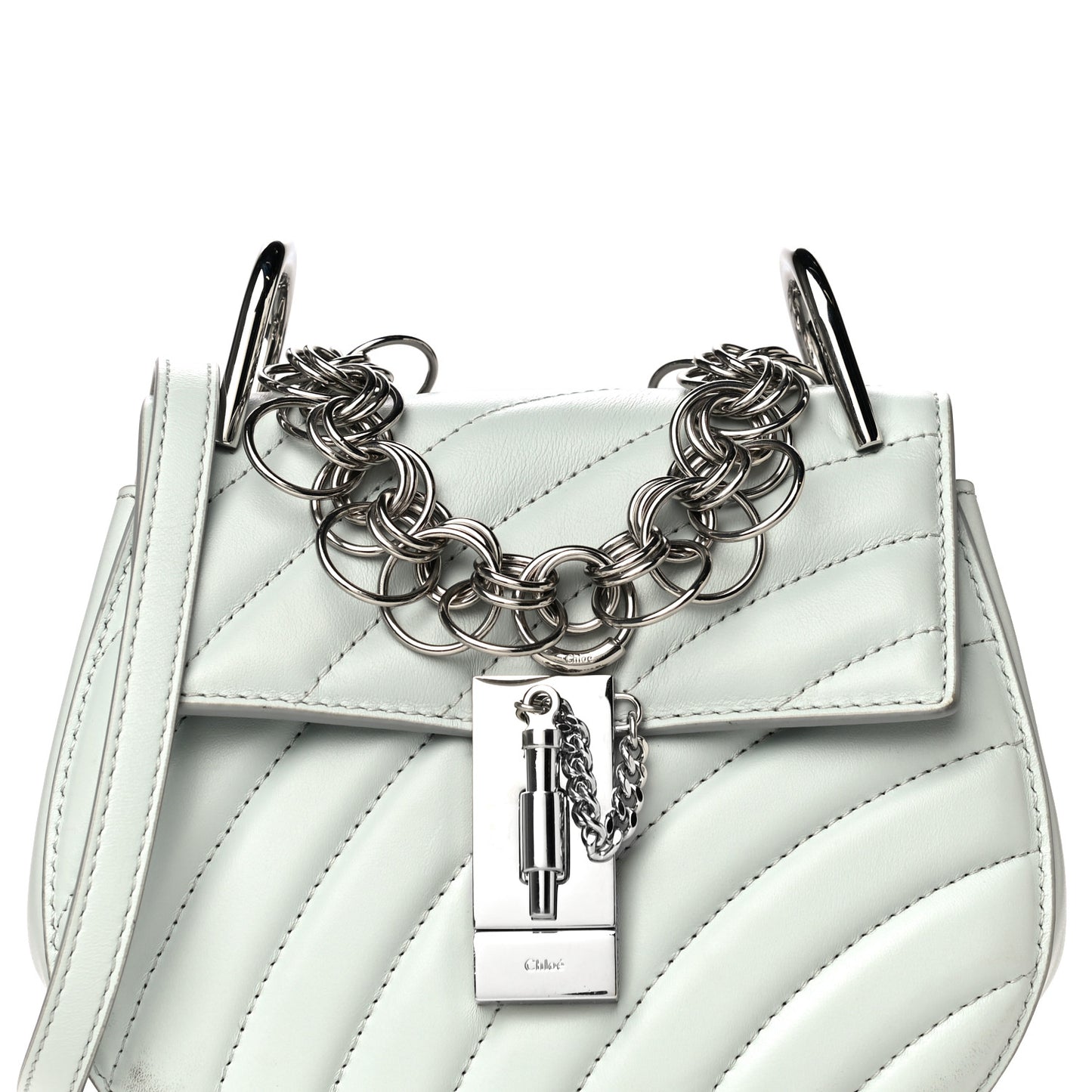 Calfskin Quilted Mini Drew Bijou Shoulder Bag Airy Grey