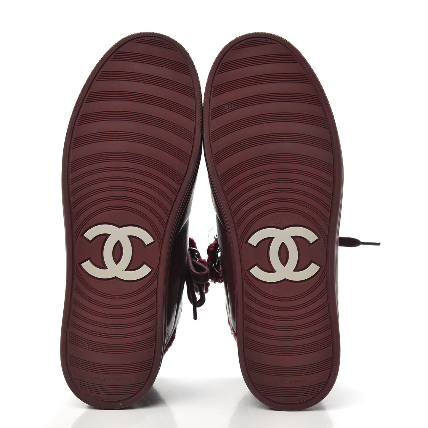Lambskin Tweed Chain CC Sneakers 37 Burgundy Navy White