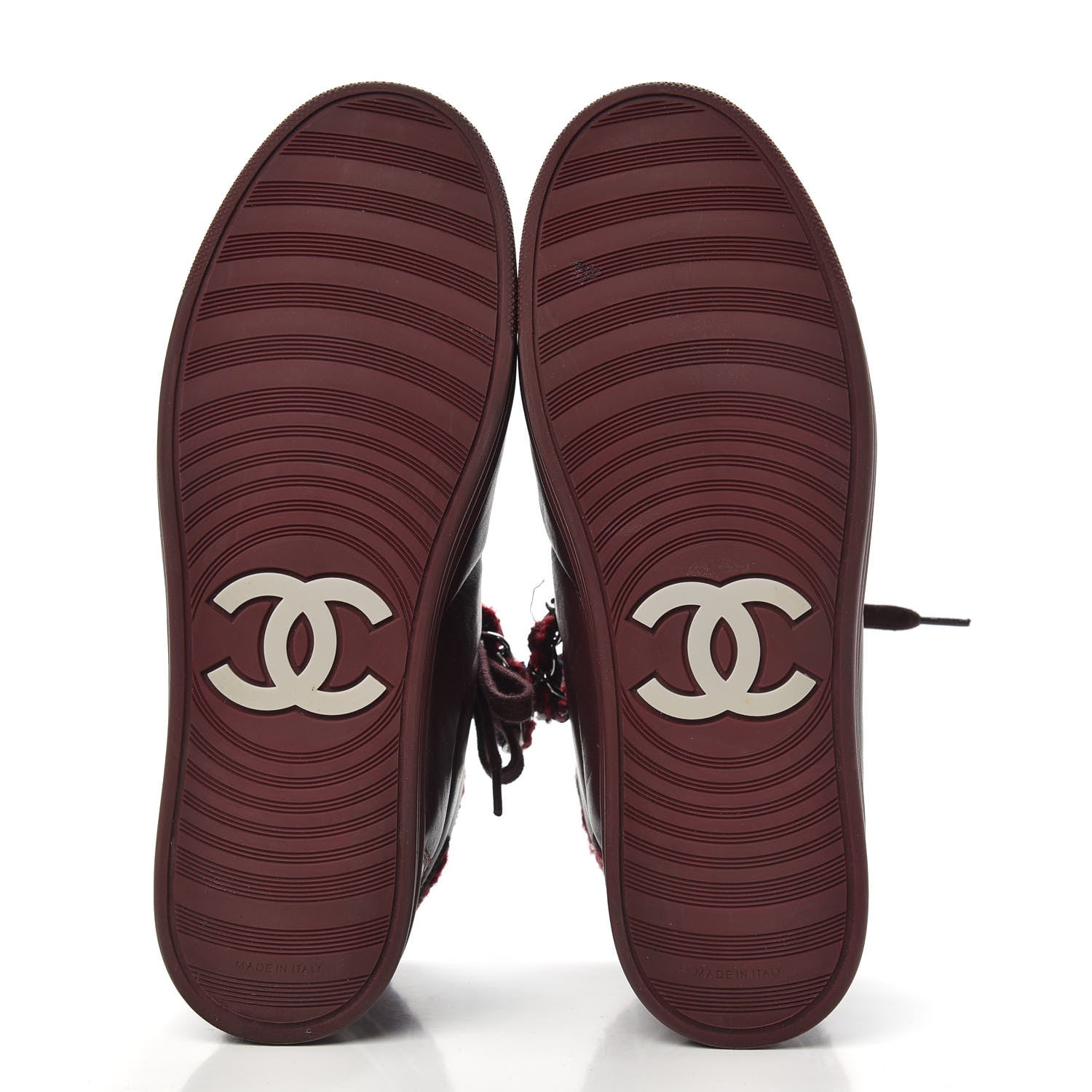 Chanel Lambskin Tweed Chain CC Sneakers 37 Burgundy Navy White 5 of 9