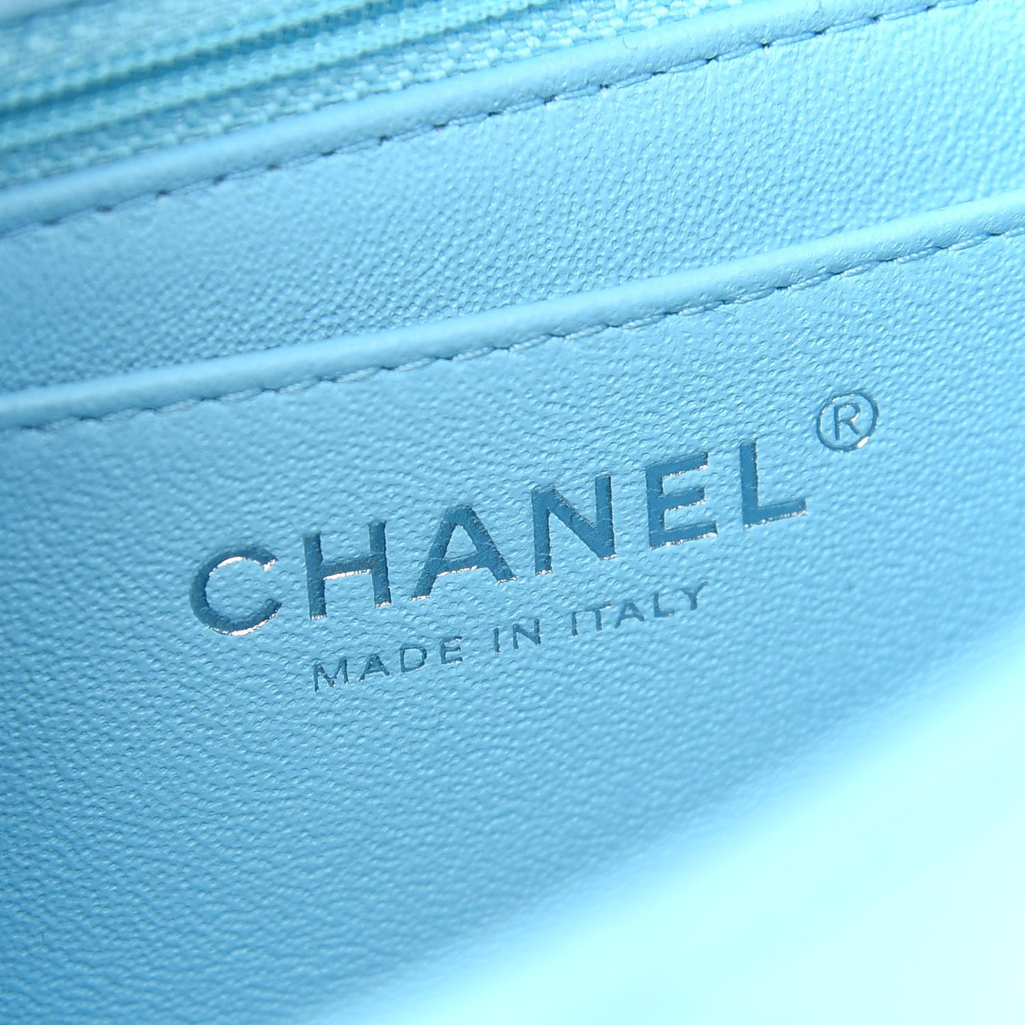 Lambskin Quilted Mini Rectangular Flap Light Blue