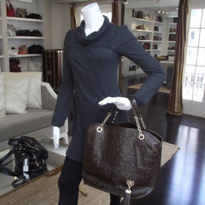 Louis Vuitton Monogram Embossed Whisper GM Chocolate 2 of 9
