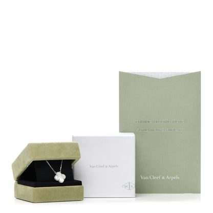 Van Cleef & Arpels 18K White Gold Mother of Pearl Vintage Alhambra Pendant Necklace 6 of 6