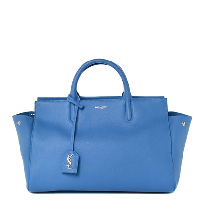 Saint Laurent Grained Calfskin Small Rive Gauche Cabas Blue Clair 1 of 12