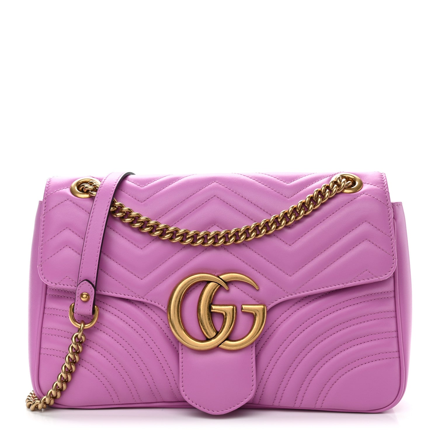 Gucci Calfskin Matelasse Medium GG Marmont Shoulder Bag Candy Mousse 1 of 11