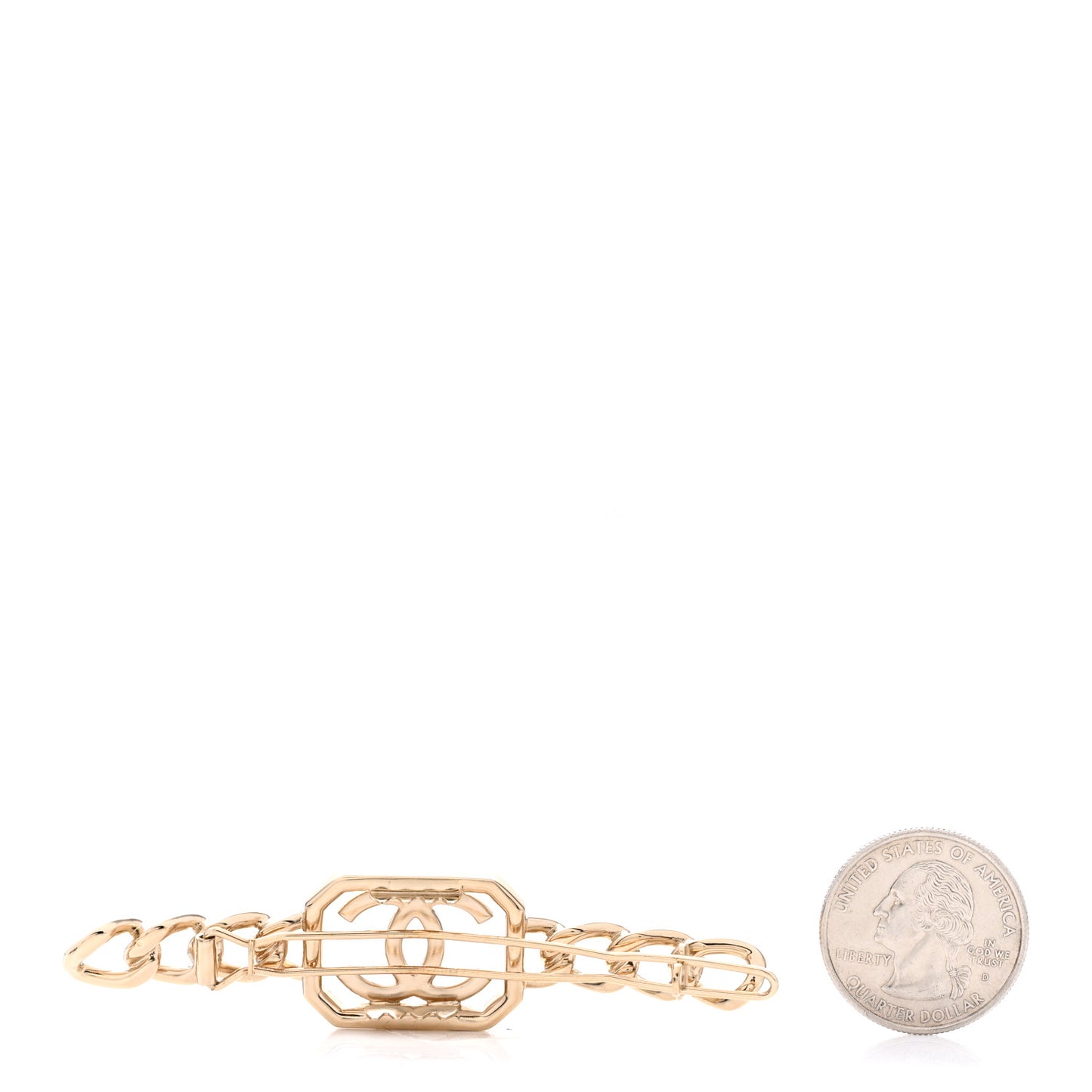 Crystal Chain CC Vendome Hair Clip Barrette Gold