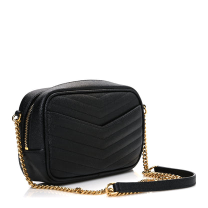 Saint Laurent Grain De Poudre Matelasse Monogram Mini Lou Camera Bag Black 2 of 10