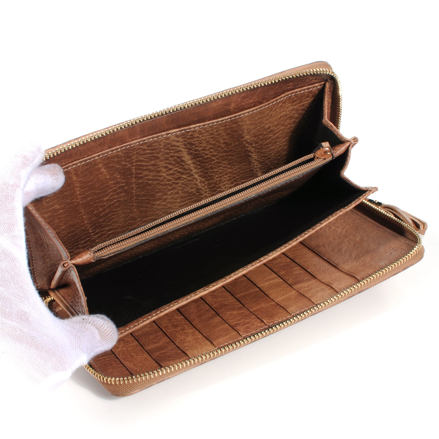 Guccissima Bamboo Tassel Zip Around Wallet Light Brown