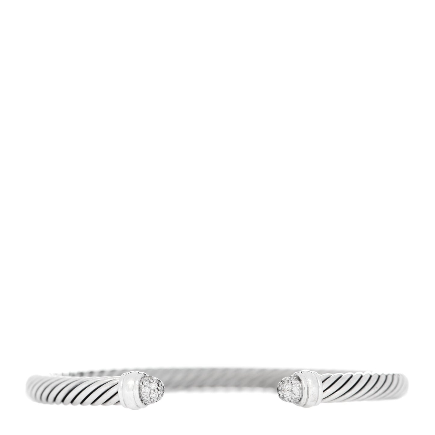 Sterling Silver Pave Diamond 5mm Cable Classics Bracelet