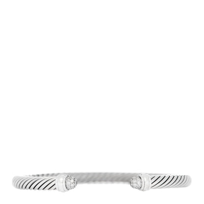 David Yurman Sterling Silver Pave Diamond 5mm Cable Classics Bracelet 1 of 4