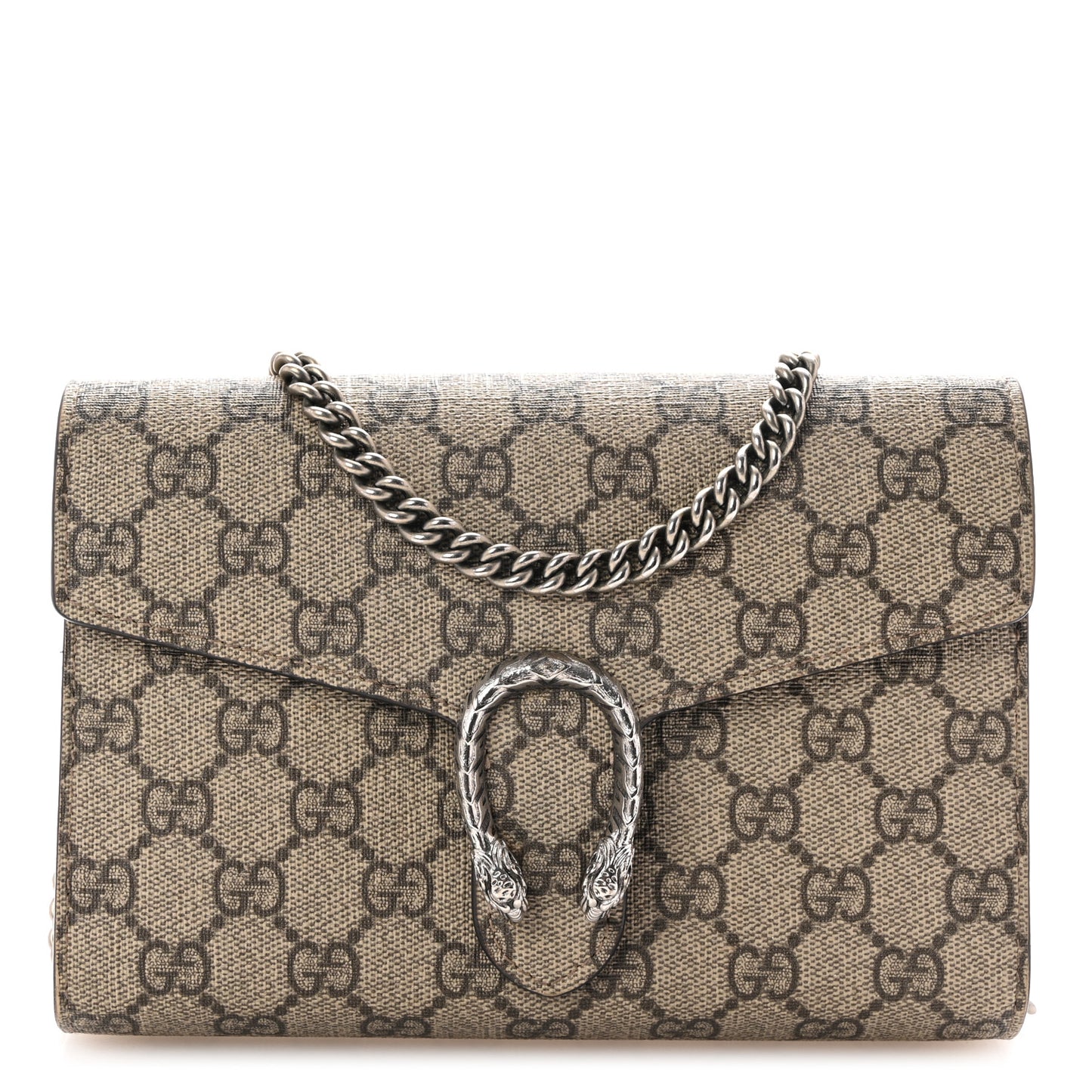 GG Supreme Monogram Mini Dionysus Chain Wallet Beige Taupe