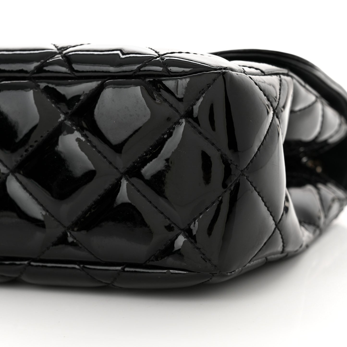 Patent Quilted Large Coco Shine Flap Black