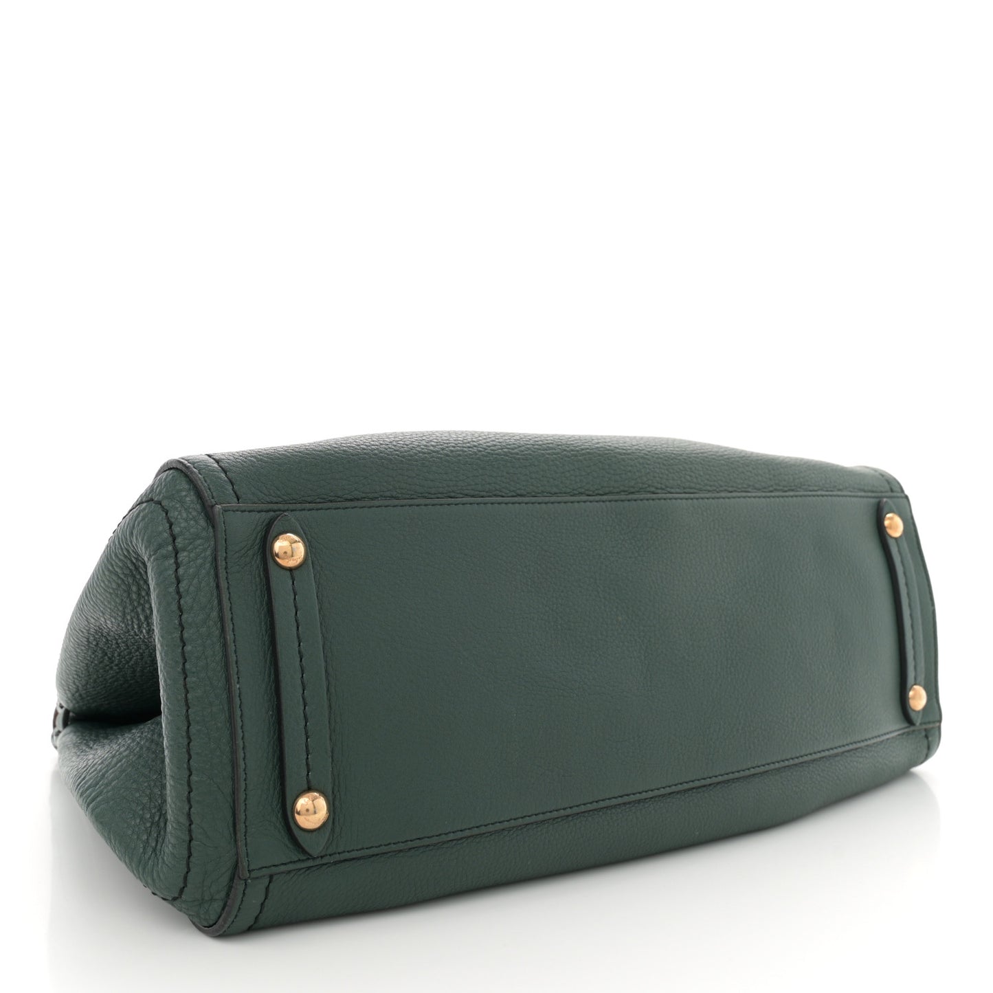 Grained Calfskin Gancini Shoulder Bag Dark Green