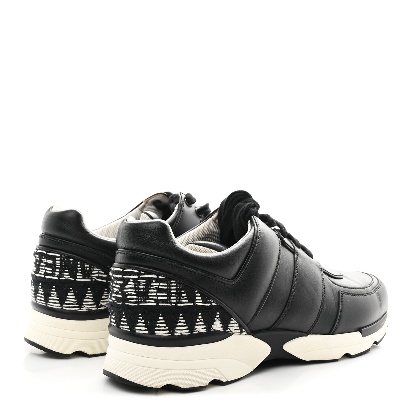 Calfskin Tweed CC Sneakers 41 Black White