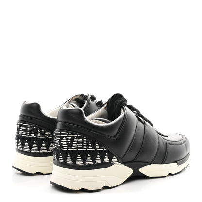 Chanel Calfskin Tweed CC Sneakers 41 Black White 5 of 11