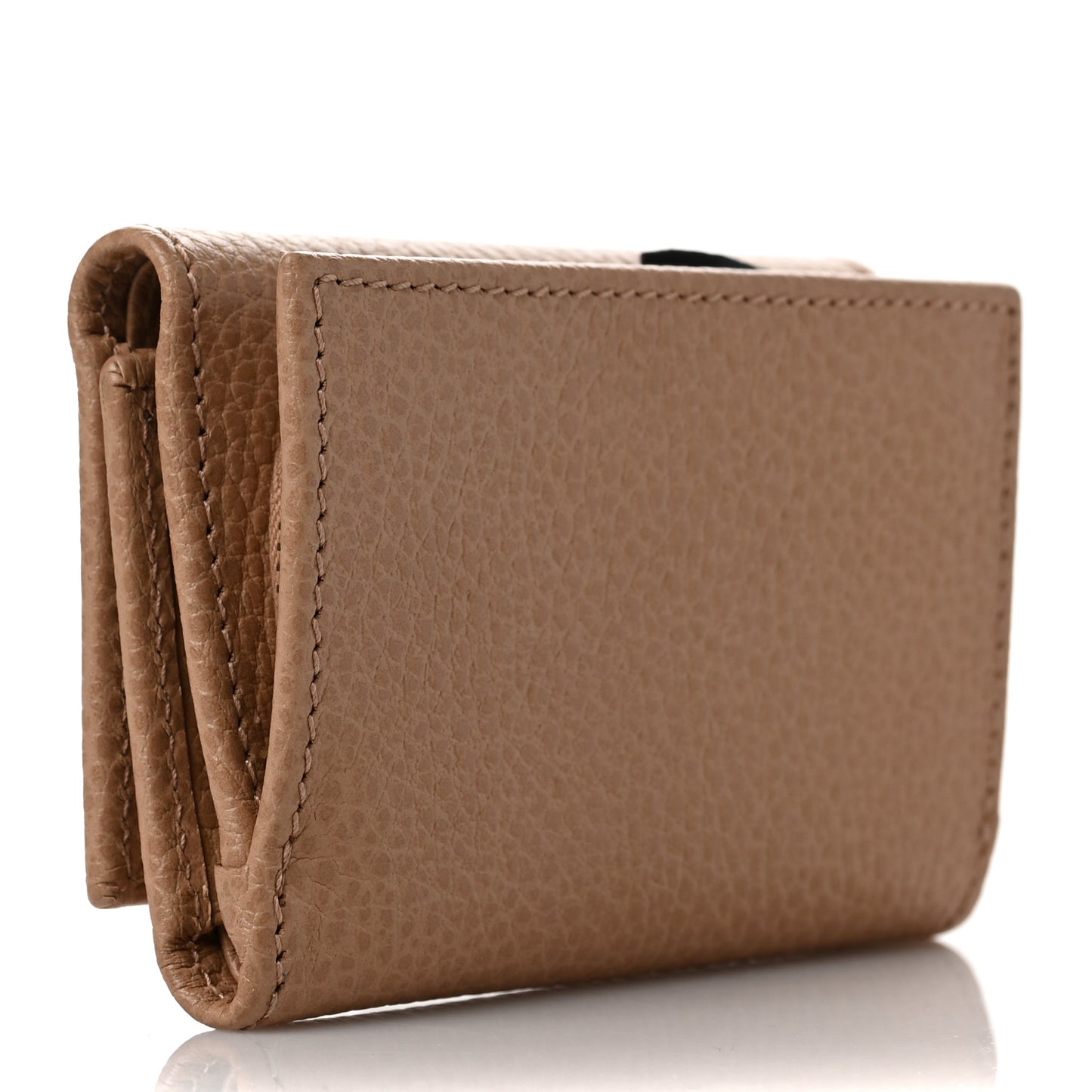 Dollar Calfskin Enamel Monochrome Medium GG Marmont Wallet Camelia