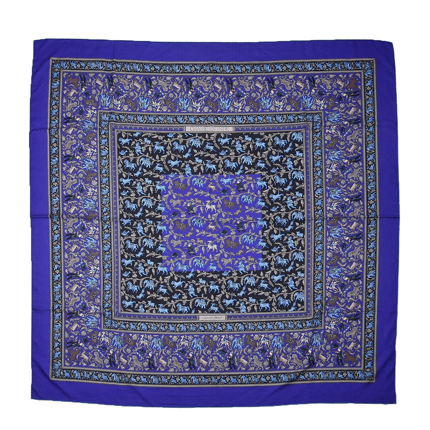 Hermes Cashmere Silk Chasse En Inde Shawl 140 1 of 7