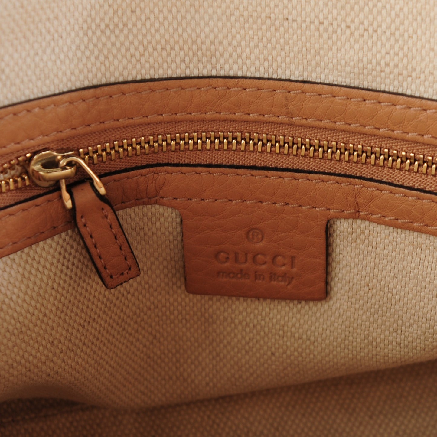 Canvas Pebbled Calfskin Small Soho Top Handle Bag Natural Rose Beige