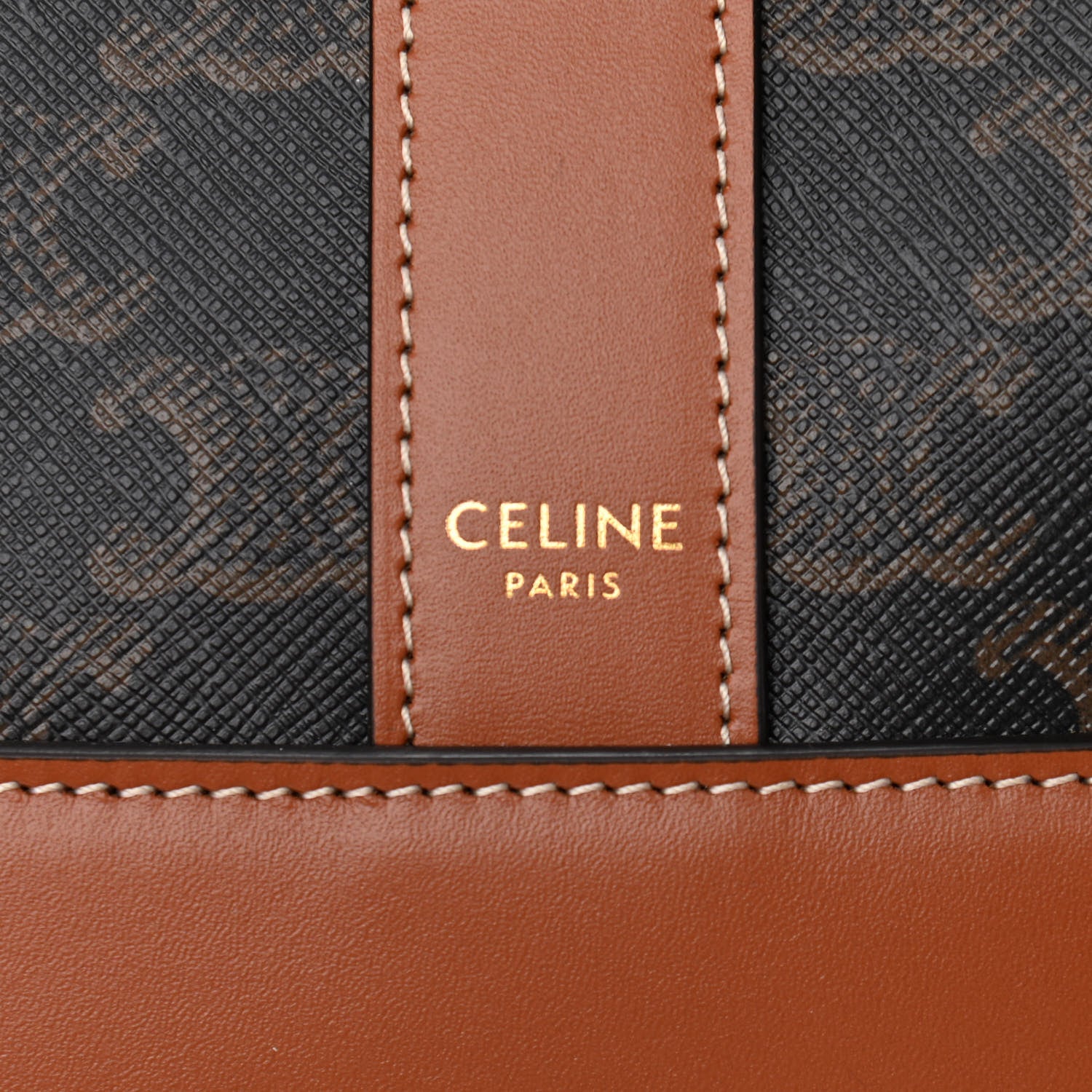 Celine Triomphe Canvas Calfskin Small Bucket Bag Tan 7 of 10